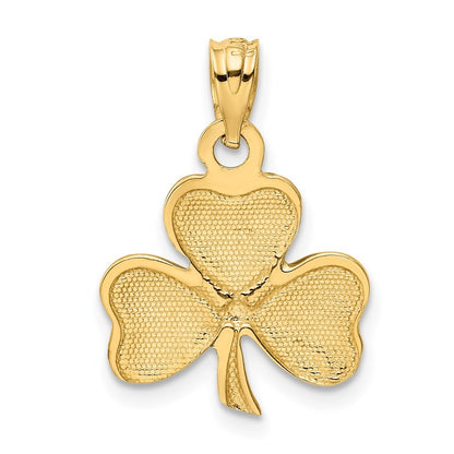 14k Yellow Gold Enameled 3 Leaf Clover Pendant for Women