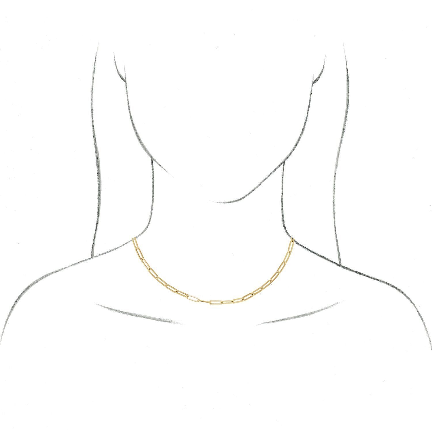 14k Yellow Gold 3.85 mm Paperclip Chain 18" Chain Necklace Fine Gift for Women