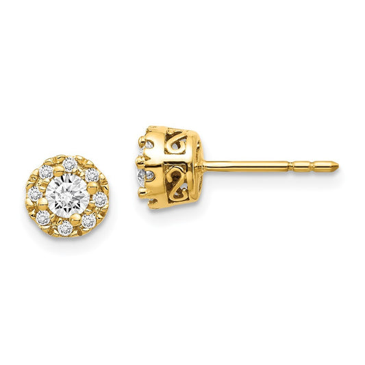 14k Yellow Gold Diamond Semi-mount Stud Earrings