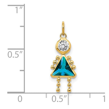 14k Yellow Gold December Girl Birthstone Charm Pendant for Women