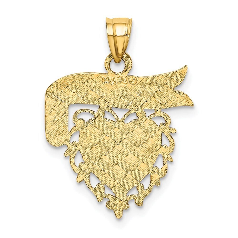 14k Yellow Gold DADDYS GIRL Heart Pendant for Women