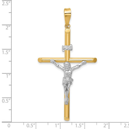 14k Two-tone Gold Polished Jesus Crucifix Pendant for Women