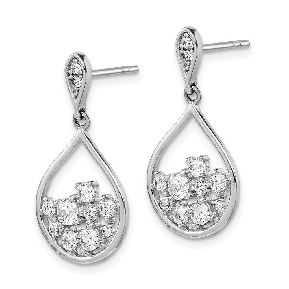 Sterling Silver Rhodium Plated Cubic Zirconia Dangle Earrings