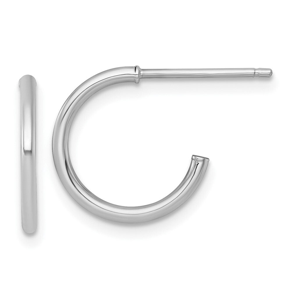 14k White Gold Polished 1.5 x 14mm Solid C-Hoop Earrings Gift for Women