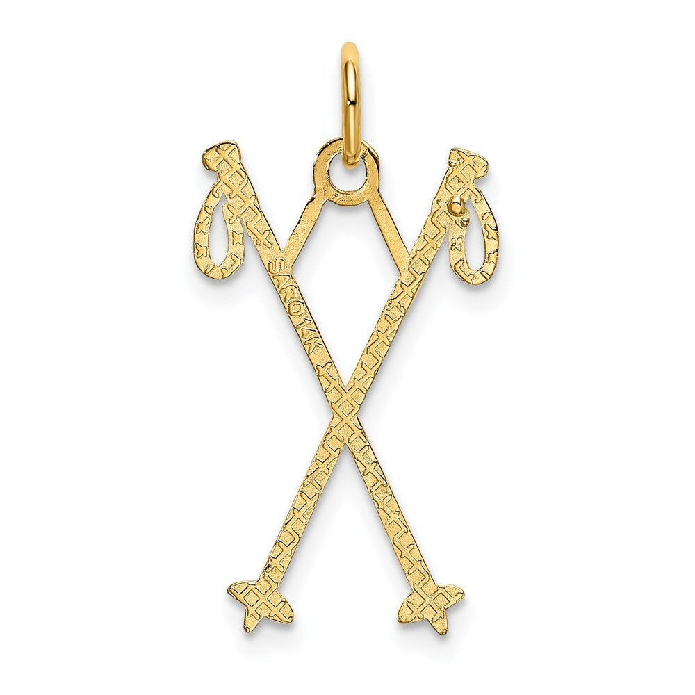 14k Yellow Gold Ski Poles Charm