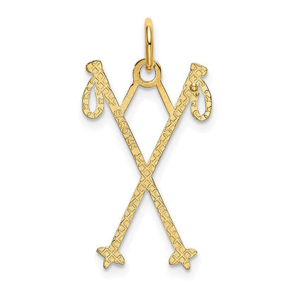 14k Yellow Gold Ski Poles Charm