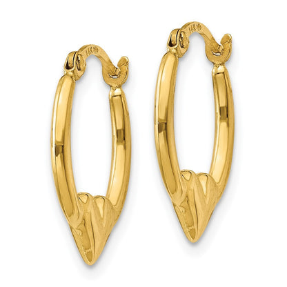 14k Yellow Gold Heart Hoop Earrings Gift for Women