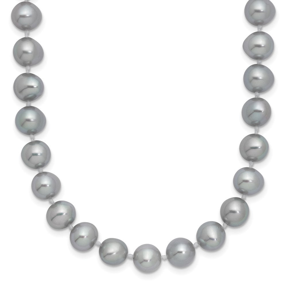 Sterling Silver Rhodium-plated 7-8mm Grey Cultured Pearl Necklace 20"