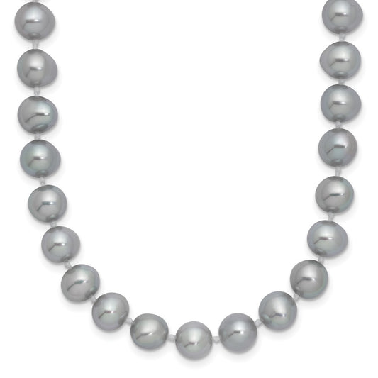 Sterling Silver Rhodium-plated 7-8mm Grey Cultured Pearl Necklace 20"