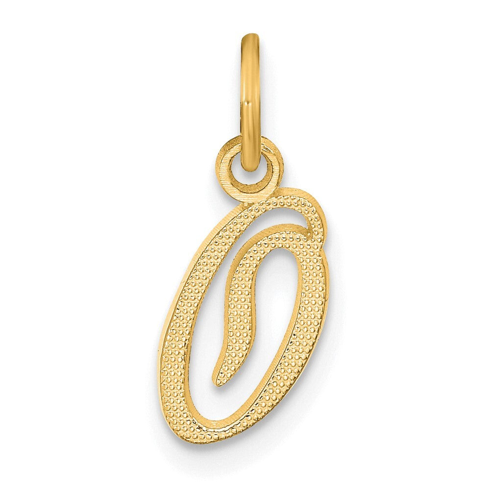 14k Yellow Gold Script Letter O Initial Charm Pendant for Women