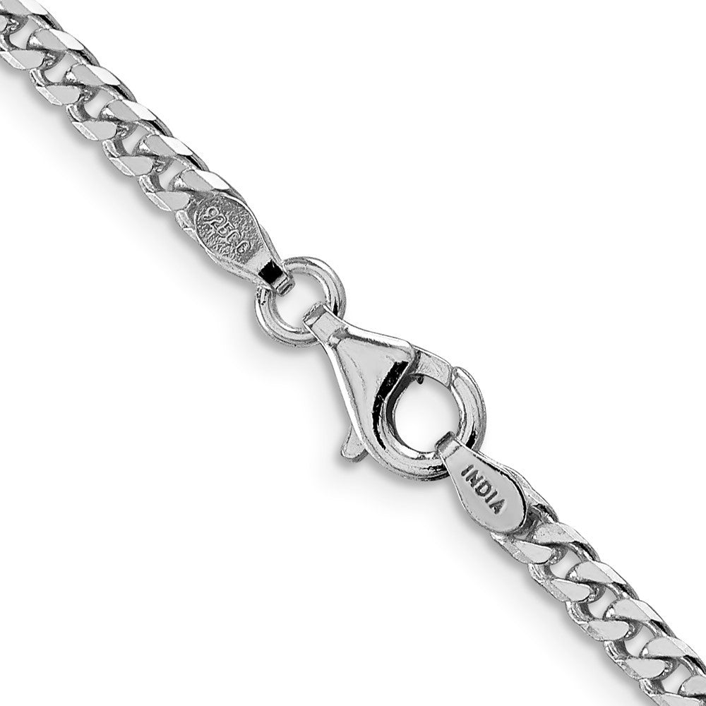 Sterling Silver Rhodium-plated Polished 3.15mm Curb Chain Necklace