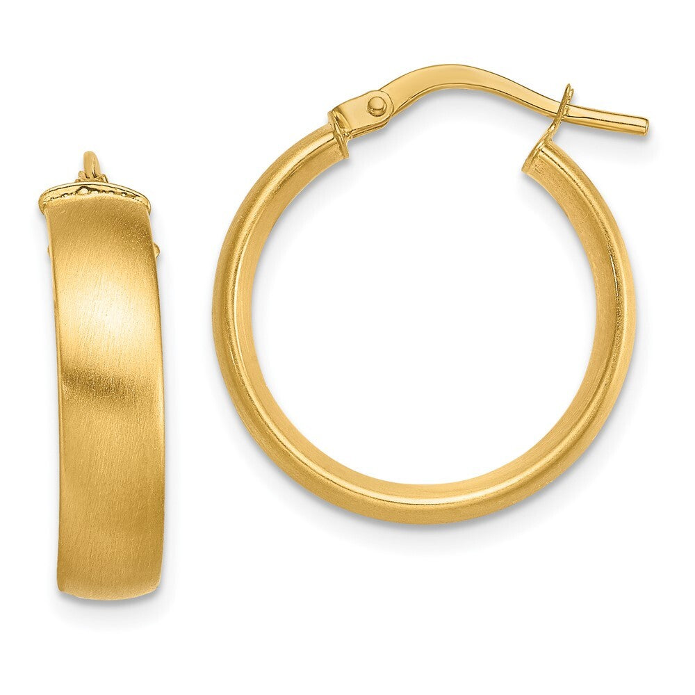 14k Yellow Gold Small 5mm Satin Hoop Earrings Gift for Women
