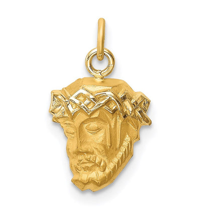 14k Yellow Gold Hollow Polished/Satin Small Jesus Medal Pendant for Women