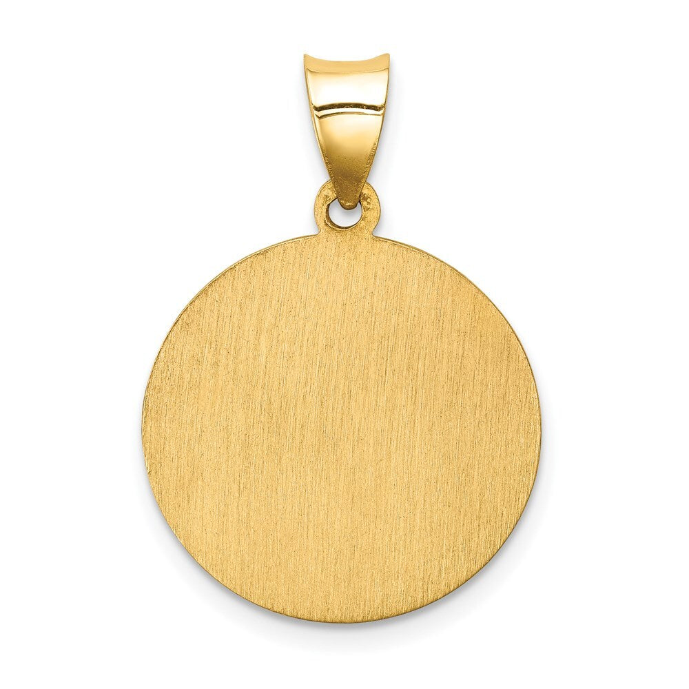 14k Yellow Gold Polished and Satin Mother Teresa Medal Hollow Pendant for Women