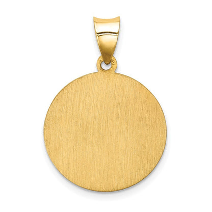 14k Yellow Gold Polished and Satin Mother Teresa Medal Hollow Pendant for Women
