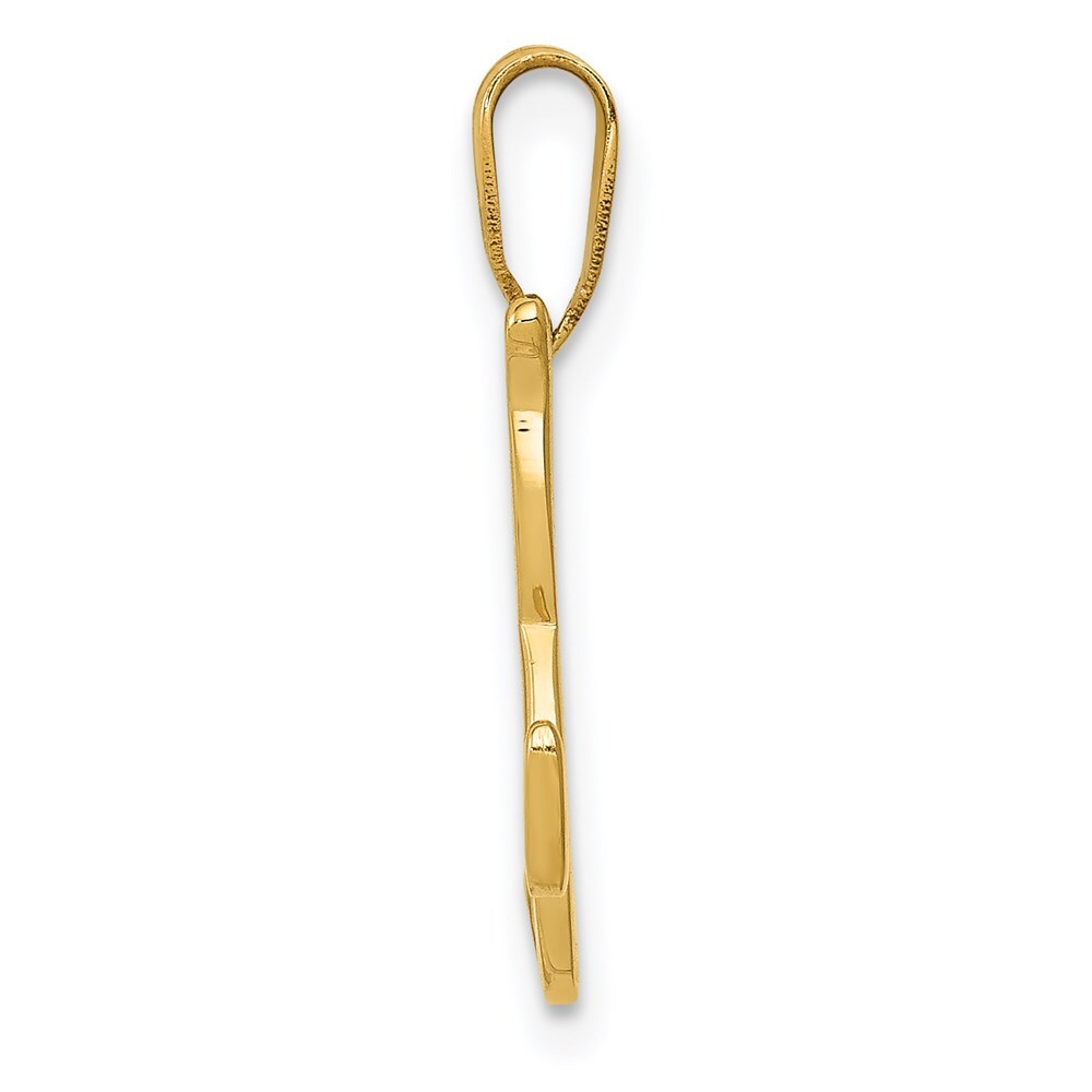 14k Yellow Gold Script Letter K Initial Pendant for Women