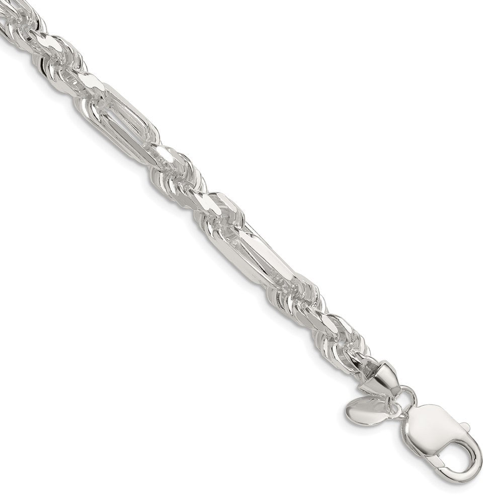 Sterling Silver 7mm Diamond-Cut Figarope Chain