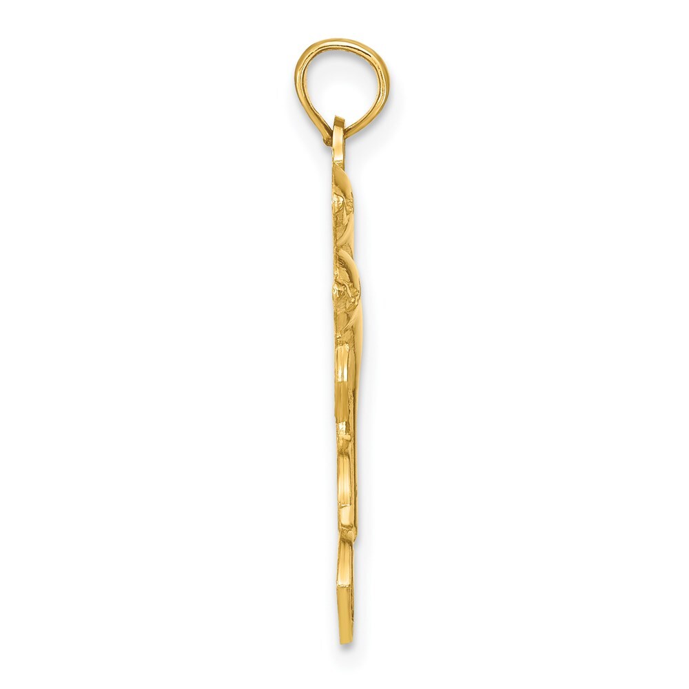 14k Yellow Gold 2-D Two Jumping Dolphins Charm Pendant for Women