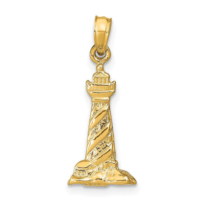 14k Yellow Gold 3D St. Augustine Lighthouse Pendant for Women