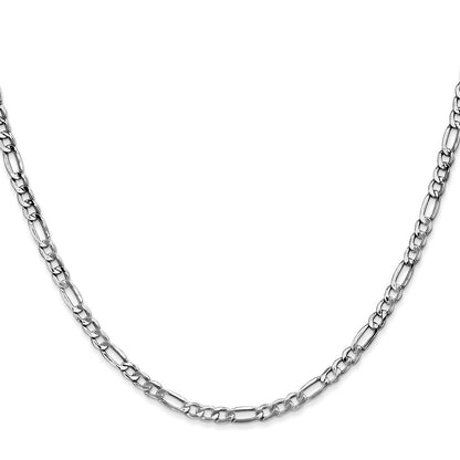 14K White Gold 16 inch 3.5mm Semi-Solid Figaro Chain Necklace
