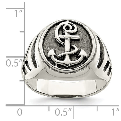 Sterling Silver Antiqued Anchor Ring Size 10