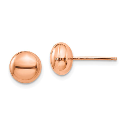 14k Rose Gold Polished 8mm Button Stud Earrings