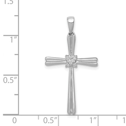 14k White Gold 1/20ct. Diamond Cross Pendant for Women