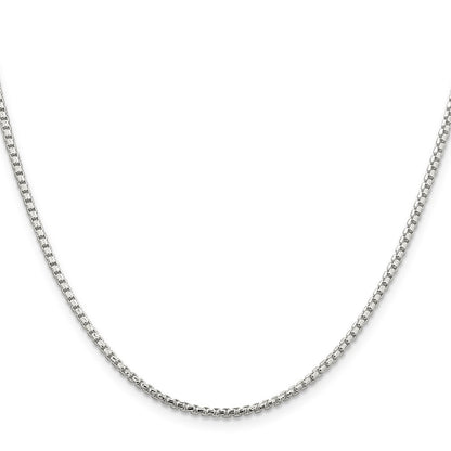 Sterling Silver 2mm Diamond-cut Round Box Chain Necklace