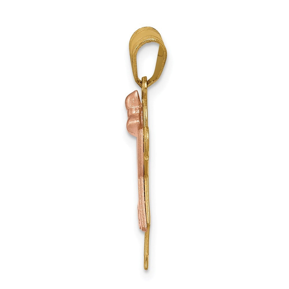14k Two-Tone Gold AA Diamond Kid Pendant
