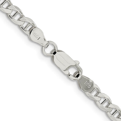 Sterling Silver 4.0mm Diamond-Cut Flat Anchor Curb Chain Necklace
