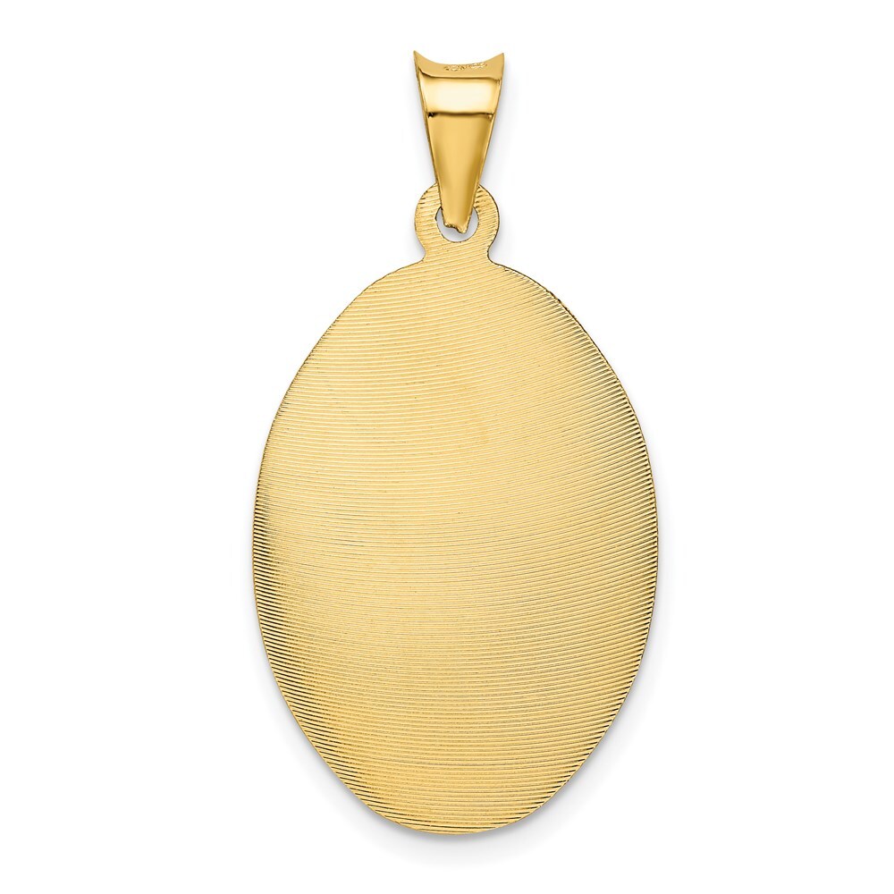 14k Yellow Gold Polished Diamond-Cut Sagrado Corazon Oval Pendant for Women