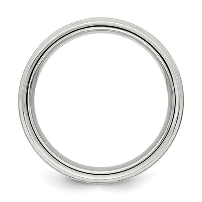 Sterling Silver 6mm Brushed Flat Grooved Fancy Band Size 7