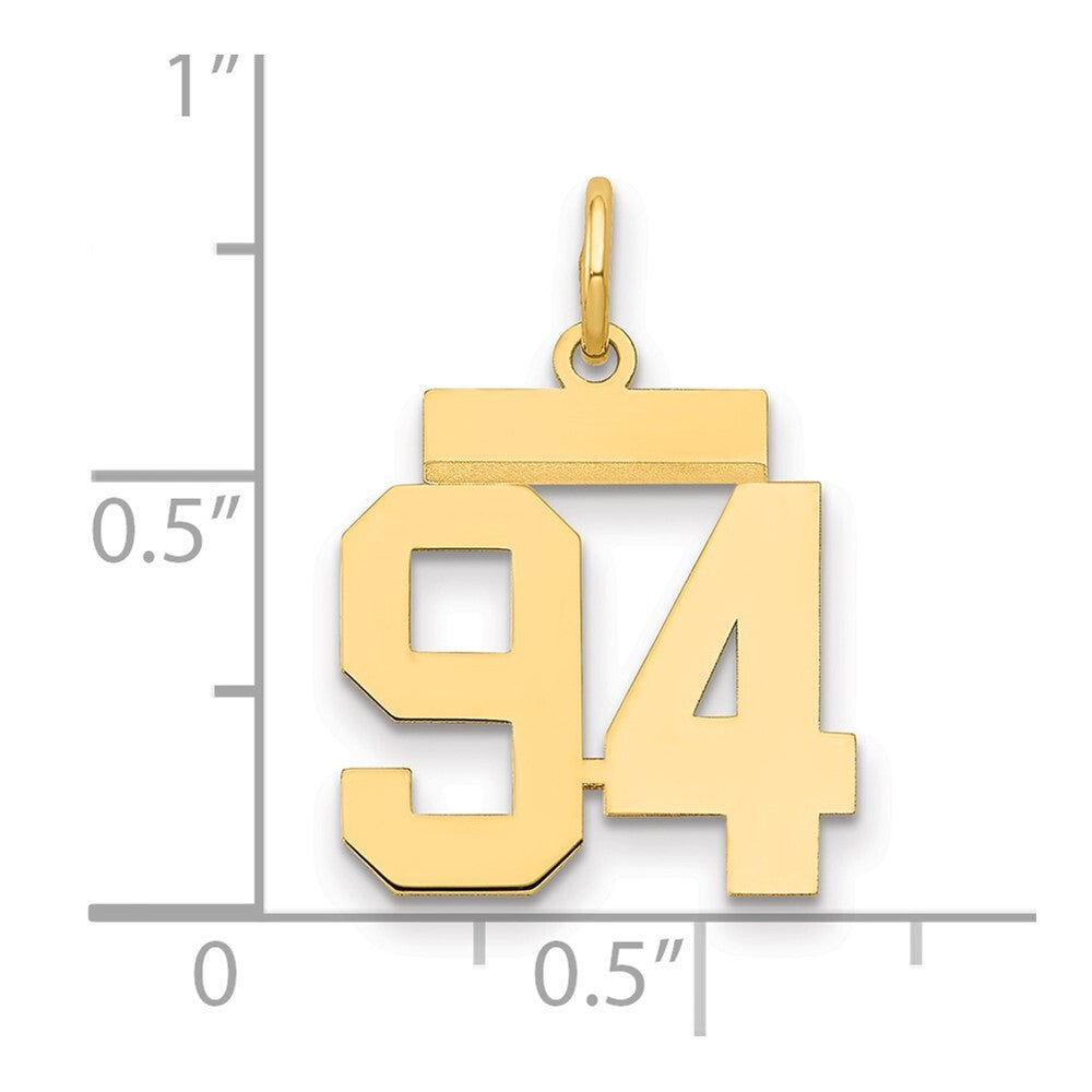 14k Yellow Gold Small Polished Number 94 Charm Pendant for Women