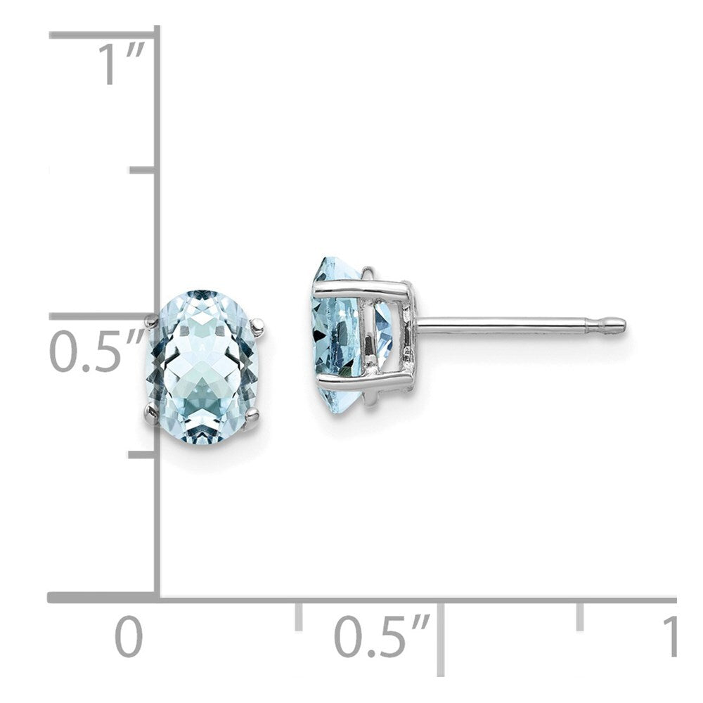14k White Gold Aquamarine Stud Earrings