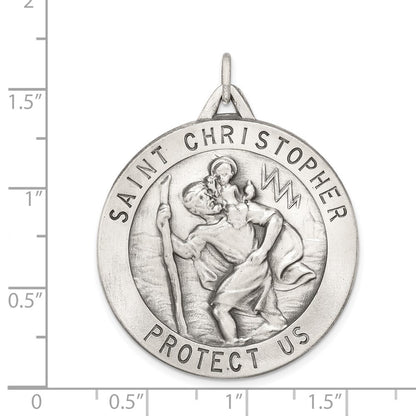 Sterling Silver Antiqued St. Christopher Medal Pendant