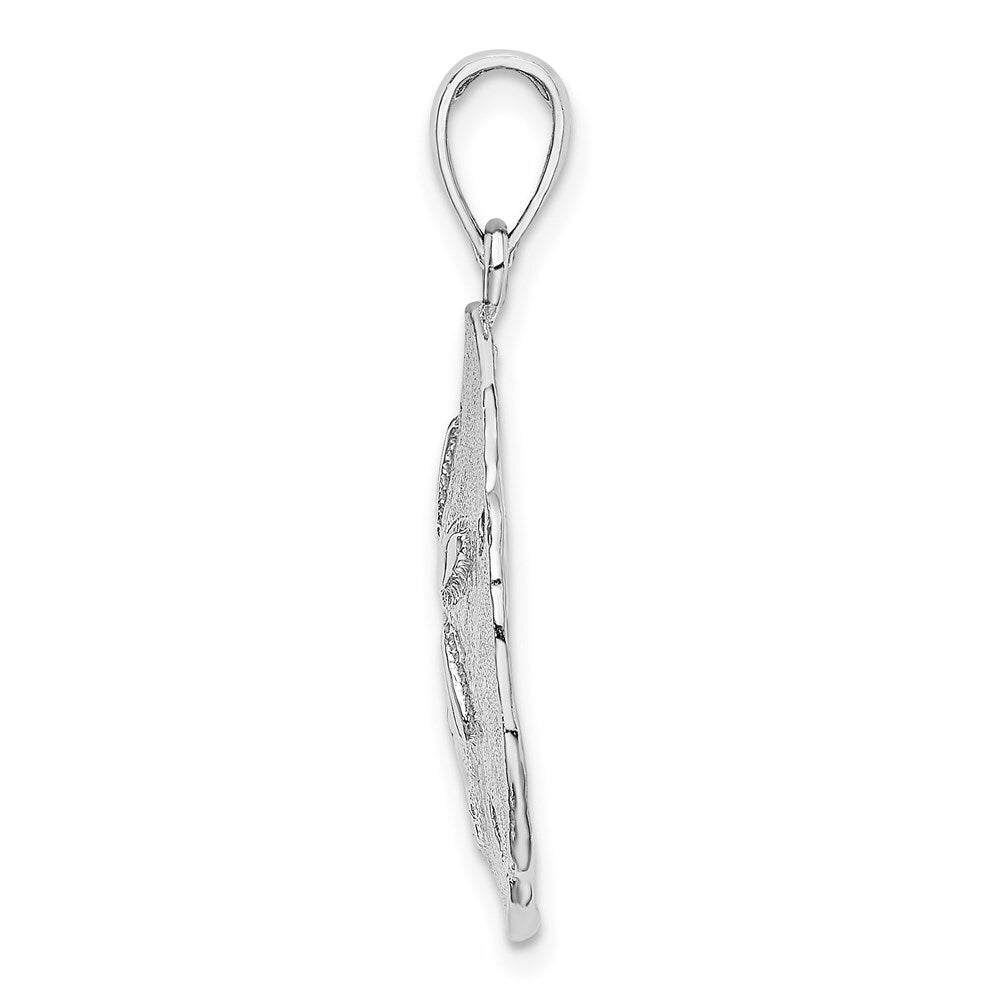 14k White Gold Polished Sand Dollar Charm Pendant for Women
