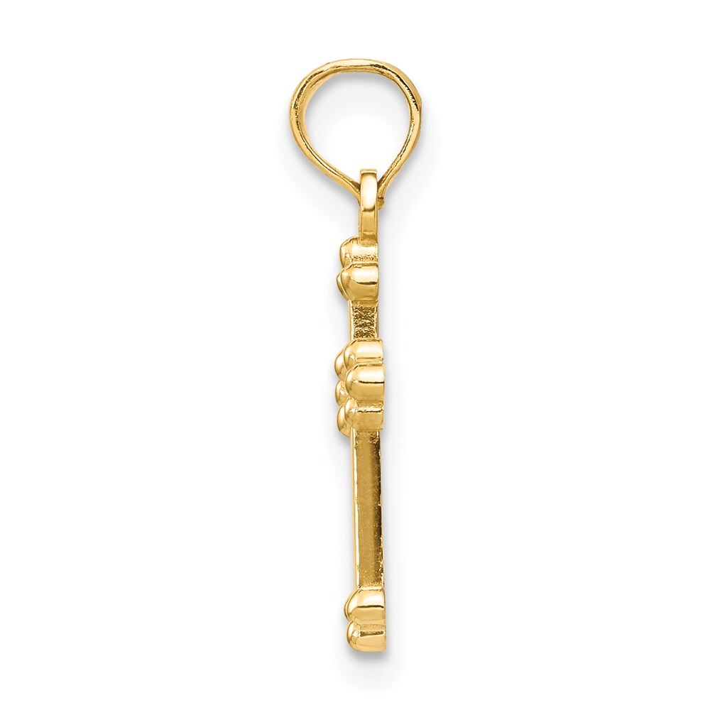 14k Yellow Gold Budded Cross Charm Pendant for Women