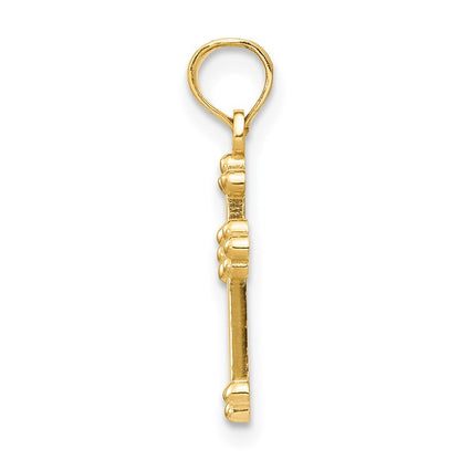 14k Yellow Gold Budded Cross Charm Pendant for Women