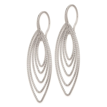 Sterling Silver Rhodium-plated Diamond-Cut Multi Marquise Shape Dangle Earrings