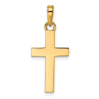 14k Yellow Gold Rhodium Diamond-cut Cross Pendant