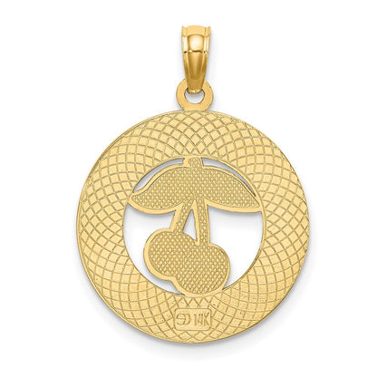 14k Yellow Gold TRAVERSE CITY MI Enamel Cherry Charm Pendant for Women