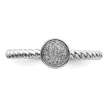 Sterling Silver Rhodium Plated White Diamond Stackable Ring