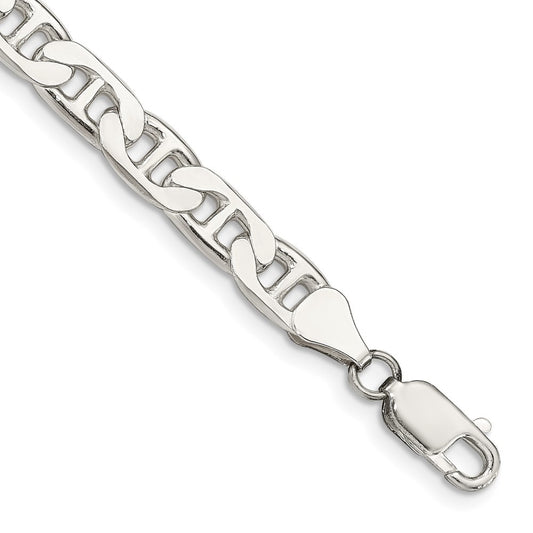 Sterling Silver 6.5mm Flat Anchor Chain Bracelet