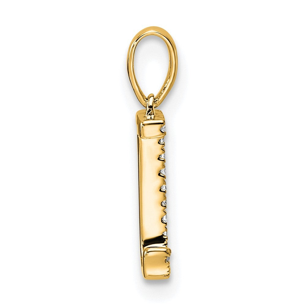 14k Yellow Gold Diamond Letter J Initial Pendant