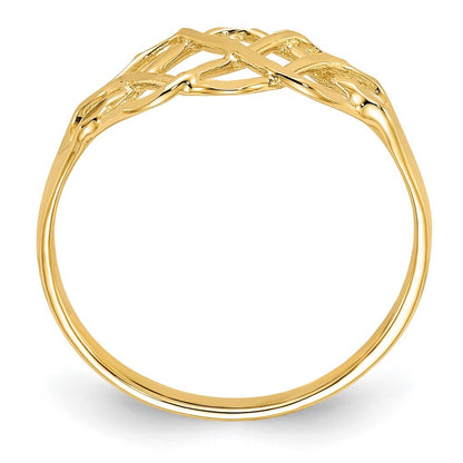 14K Yellow Gold Polished & Diamond-Cut Fancy Ring