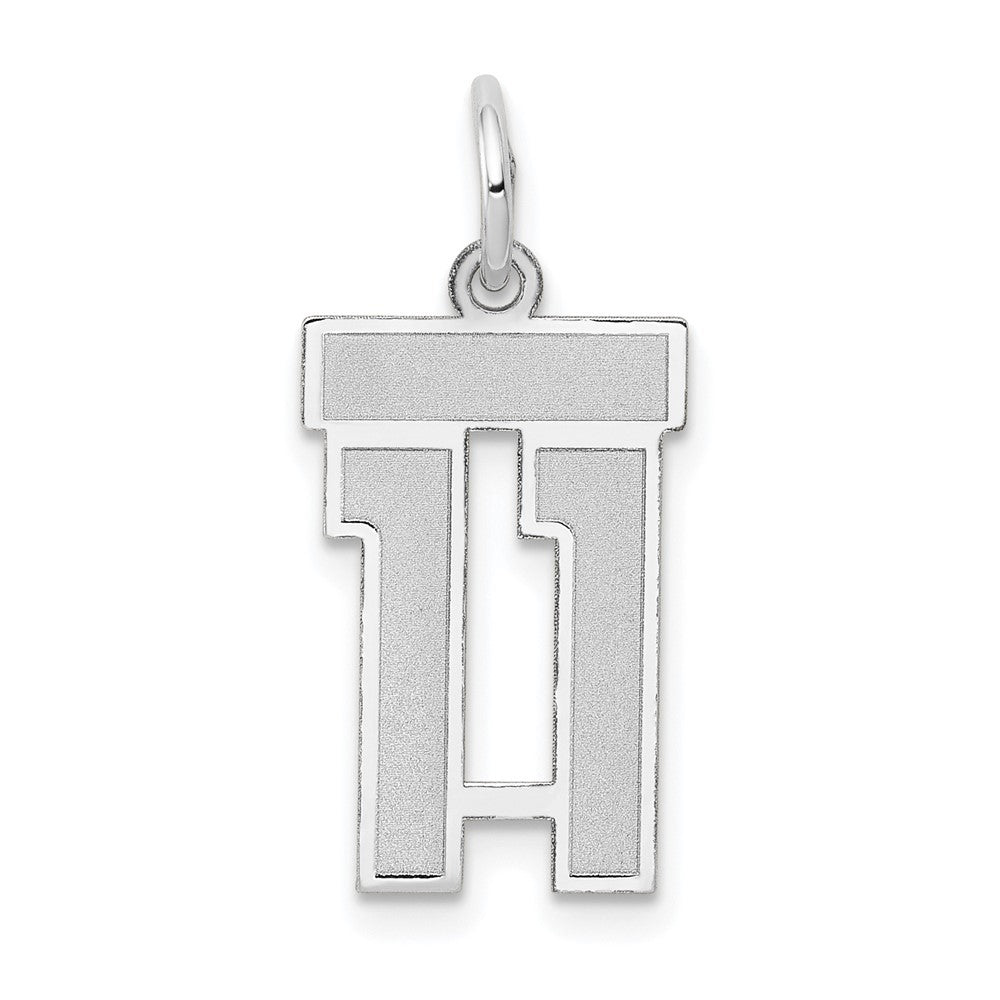 14K White Small Satin Number 11 Charm
