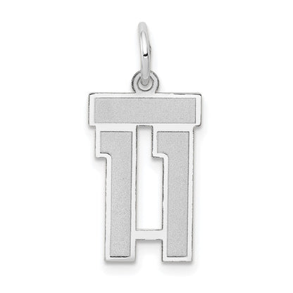 14K White Small Satin Number 11 Charm