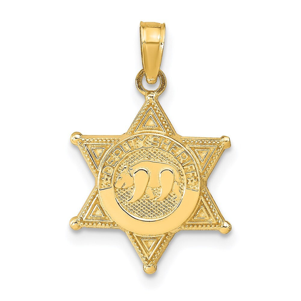 14k Yellow Gold DEPUTY SHERIFF Badge with Bear Pendant for Women
