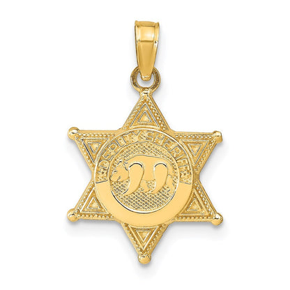 14k Yellow Gold DEPUTY SHERIFF Badge with Bear Pendant for Women
