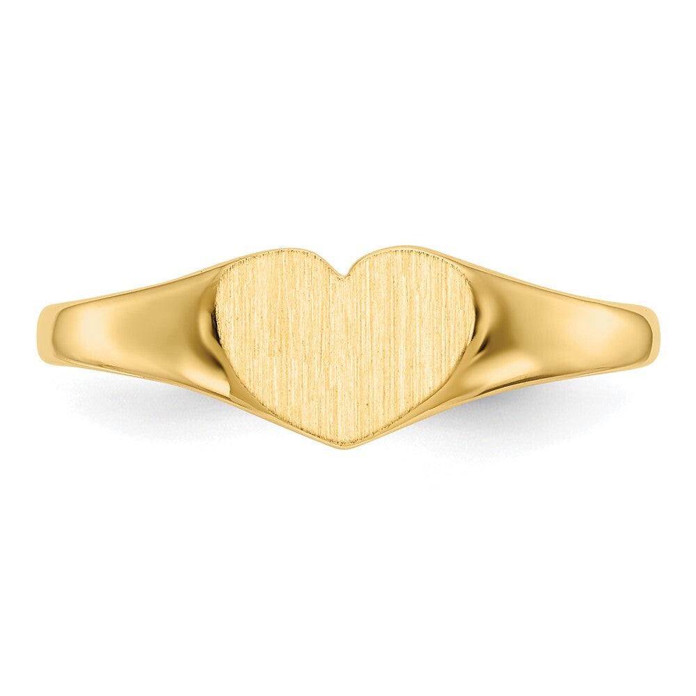14K Yellow Gold 6.0x7.5mm Closed Back Heart Signet Ring